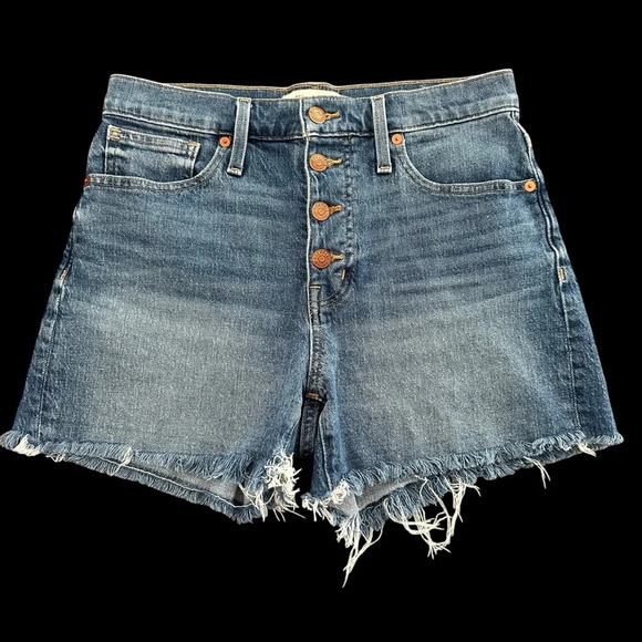 Madewell size 26 High Rise Denim Jean Shorts Button Fly AJ238 - Picture 1 of 6